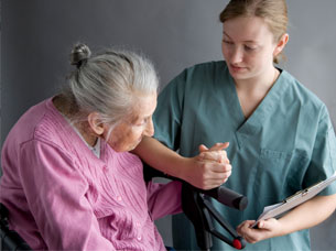 elderly woman with nurse