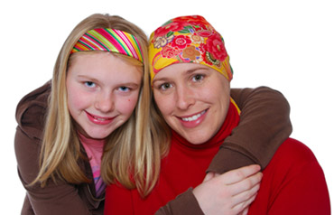Cancer patients, people with cancer, mom and daughter