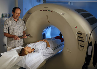 Dr. Peter Balkin performing a CT scan